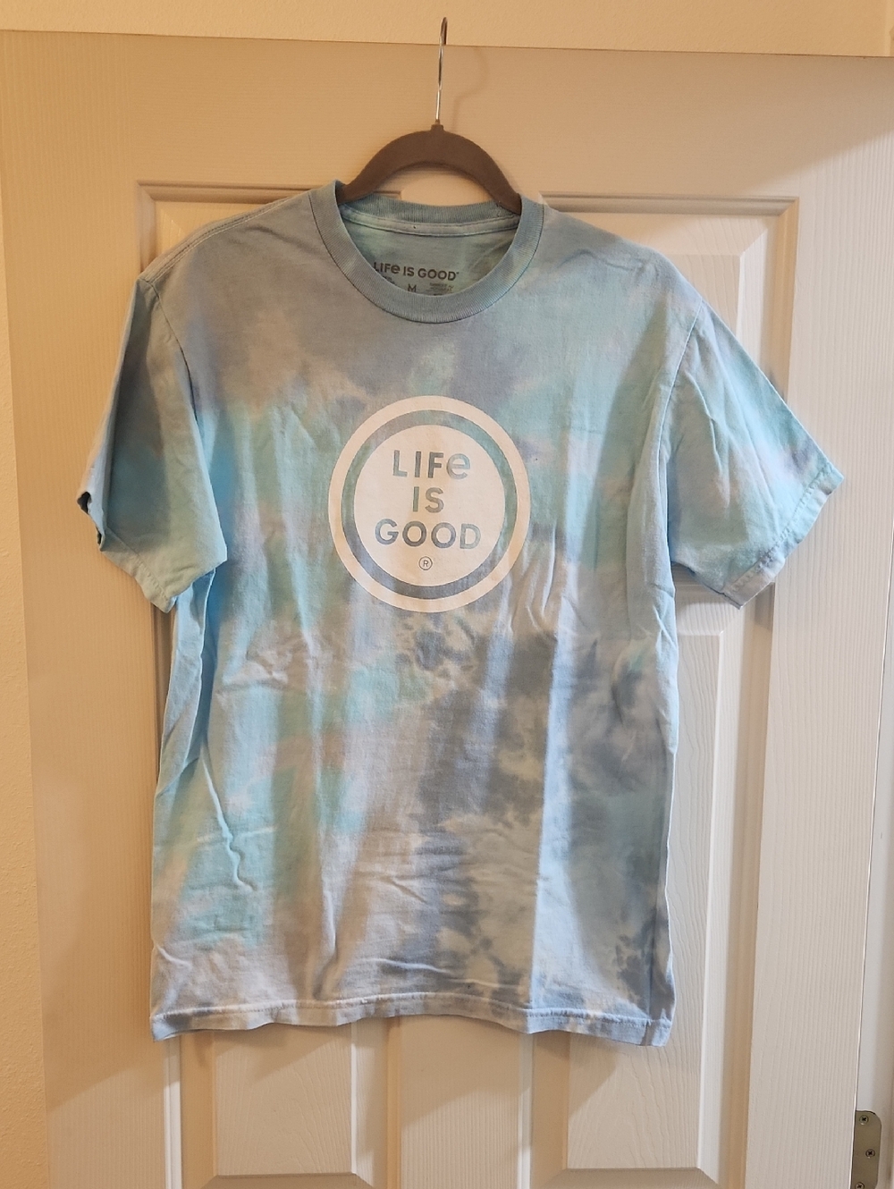 Life Is Good Blue Tie-Dye Logo Tee